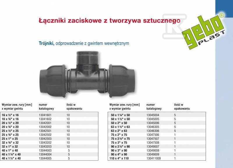 PP 90 fokos szorítópóló. 25x3/4"x25 GW - 13042502