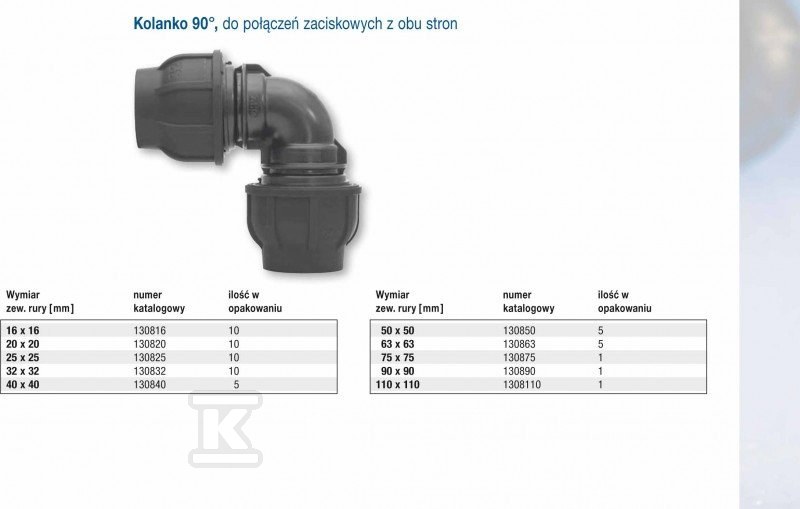 Cot de prindere PP la 90 de grade 20x20 - 130820