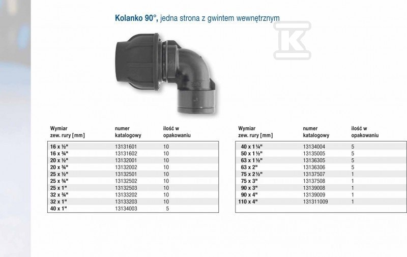 Cot de prindere PP la 90 de grade - 13132502