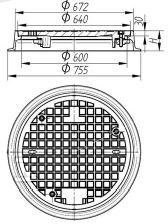 Właz żeliwny okrągły BO600 H115, - W0100-1211-0101-000