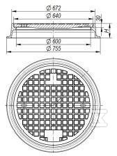 Właz żeliwny okrągły CO600 H150, - W0100-2512-0100-000