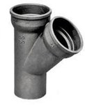 45 ° socket tee with a gasket DN150x100, gray socket cast iron (GJL)