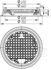 Właz żeliwny okrągły CO600 H150, - W0100-2512-0101-000