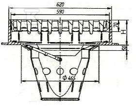 Wpust żeliwny ściekowy H150, KL.C250 - W0200-2516-2100-000