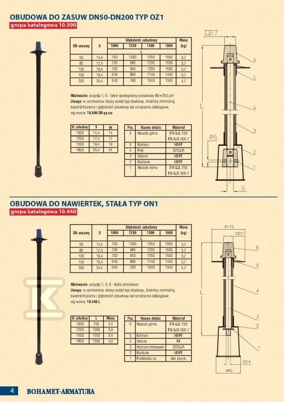 Carcasă pentru robinet DN150, pătrat - 70.500.150.19.1500