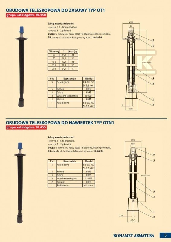 Teleskopické pouzdro pro šoupátka - 71.450.250.27.1825