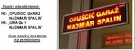 Попереджувальний знак "Opuścić гаражний надлишок вихлопу "230В двосторонній знак попередження "OPUŚCIĆ EXCESSIVE GARAGE", червоне світлодіодне підсвічування, вбудована двотональна сирена, живлення 230В