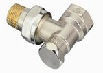 Angle shut-off valve RLV-S for side and bottom feed radiators, material: nickel-plated brass