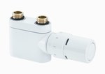 Zestaw VHX-Duo prosty, podwójne połączenie 50 mm do grzejników dekoracyjnych łazienkowych z połączeniem dolnym, kolor biały