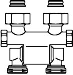 Podwójne przyłącze z odcięciem, kątowo-proste, 3/4NZ x 3/4GZ Multiflex F, ZB