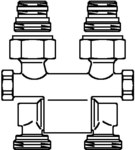 Podwójne przyłącze z odcięciem, kątowo-proste, 1/2GZ x 3/4GZ Multiflex F, ZB