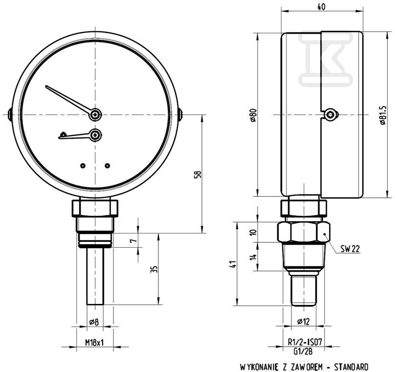 Модель термоманометра WP: 100.10 - 7347221