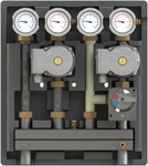 Pump group KOMBIMIX-ONNLINE for 2 circuits: 1 circuit with a mixer with integrated temperature regulation and 1 circuit without a mixer