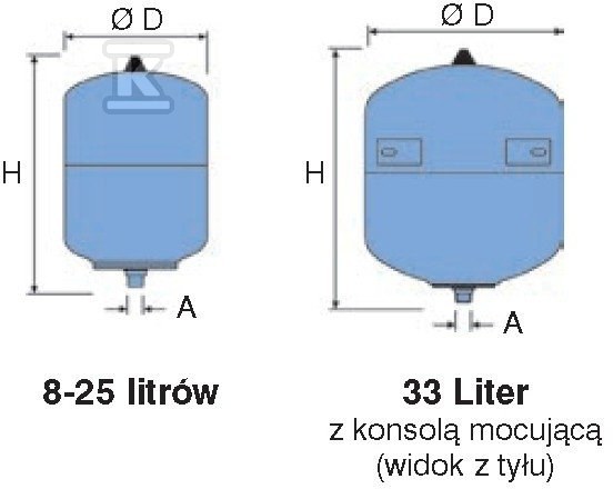 DHW expansion vessel DE-25 10BAR/70 - 7304013