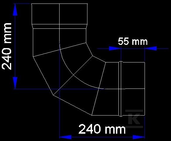 Koleno dimnih gasova DN180, 90 stepeni - SJ0,8K90180