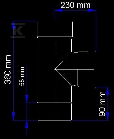 Kémény tee DN 180, 90 fok szilárd - SJ0,8T90180