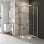 BLIX BLCP4-80 semicircular shower enclosure, transparent glass, gloss aluminum profile, anticalc