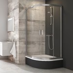 Shower enclosure, corner, sliding BLCP4-80 SABINA bright alu+Transparent