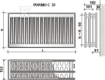 PURMO C33 550x1400 radiator, heating - F063305514010300