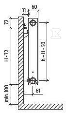 PURMO CV11-left 600x400 radiator, - F071106004010310