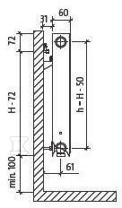 PURMO CV11-left 600x600 radiator, - F071106006010310