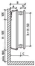 PURMO H20 600x1100 radiator, heating - F062006011000300