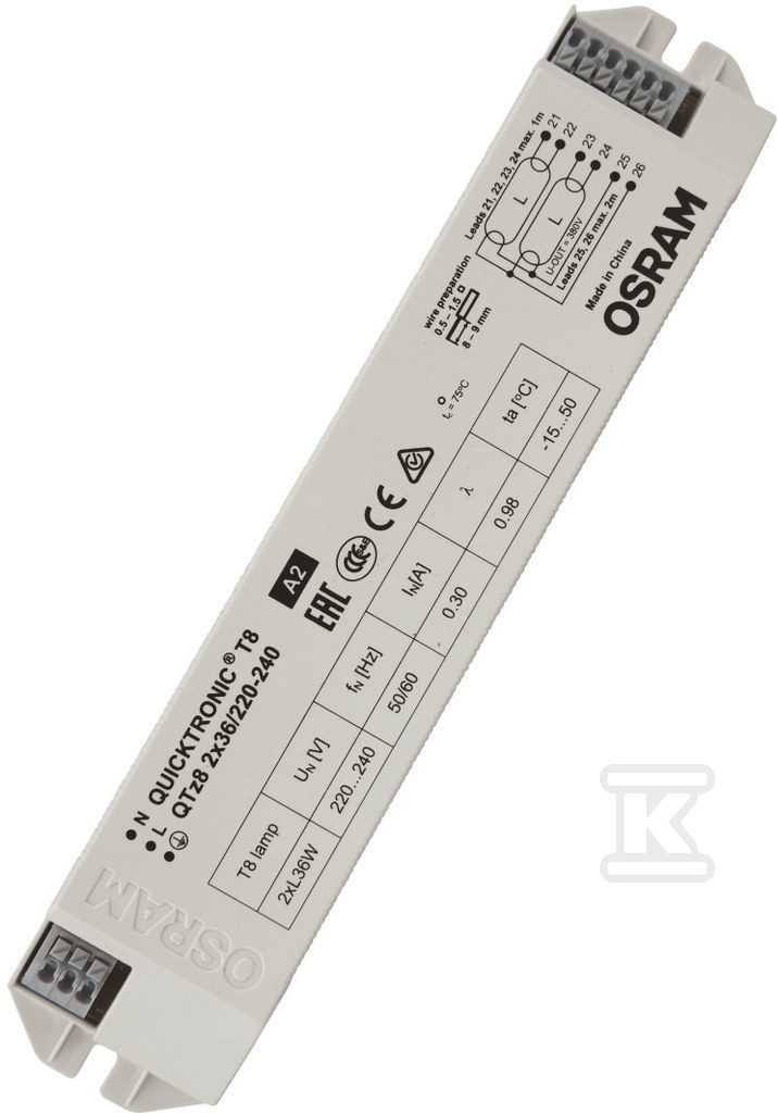 Electronic ballast QTZ8 2X36/220-240 - 4008321863324