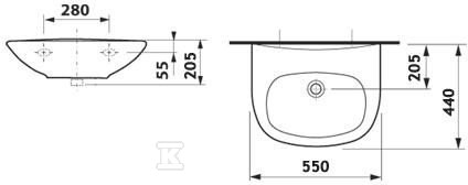 Madalena 55 cm washbasin without a tap - A327592000