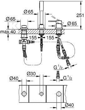 Essence - 3-hole bath mixer - 19976001