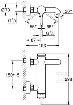 Essence - single lever bath mixer - 33624001