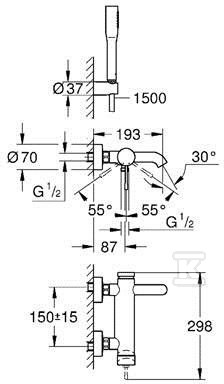 Essence New - single lever bath mixer - 33628001