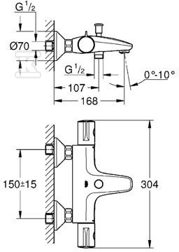 Grohtherm 800 - bath mixer with - 34576000