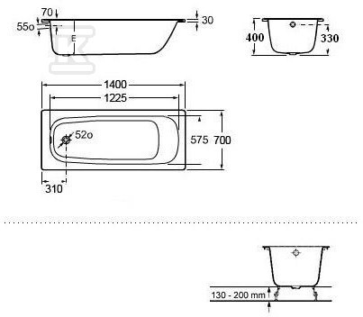 Contesa 140x70 cm Bathtub made of - A2361K0000