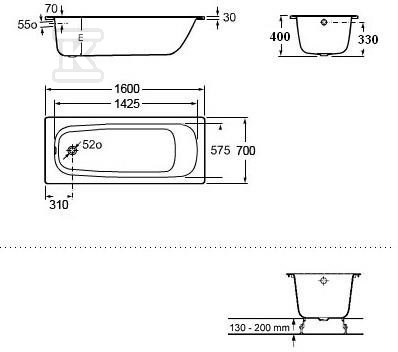 Contesa 160x70 cm Bathtub made of - A2359K0000