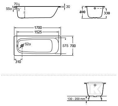 Contesa 170x70 cm Bathtub made of - A2358K0000