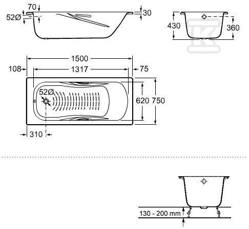 The Princess-N bathtub 150x75cm made of - A220470001