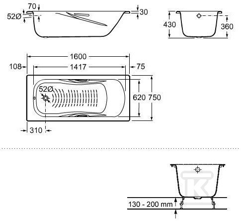 The Princess-N bathtub 160x75cm made of - A220370001