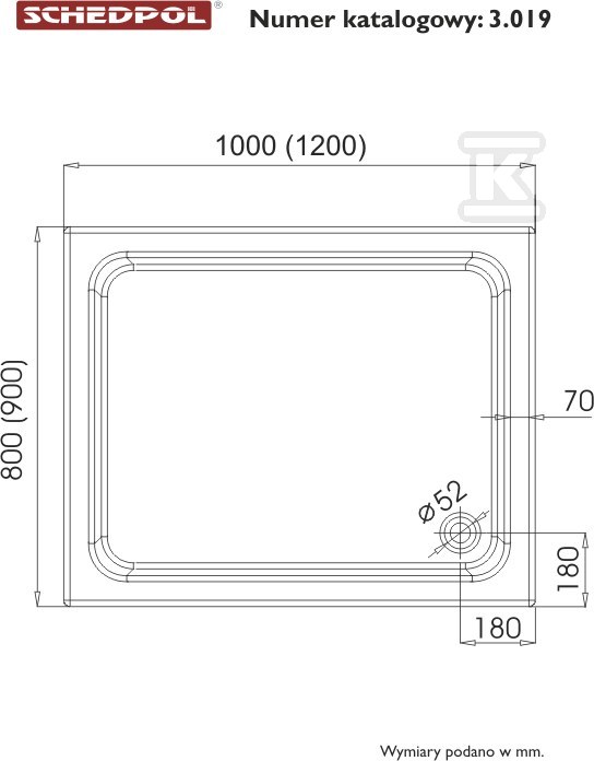 Acryl-Duschwanne 3.019 mit integrierter - 3.019