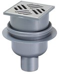 Classic drain DN50, vertical drain with a 100x100 stainless steel grate