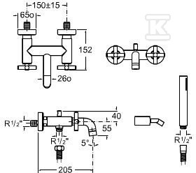 LOFT Bath-shower with a hand shower, - A5A0143C00