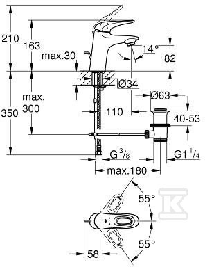 Bateria umywalkowa Eurostyle Rozmiar S, - 33558003