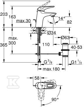 Bateria umywalkowa Grohe Eurostyle - 23374003