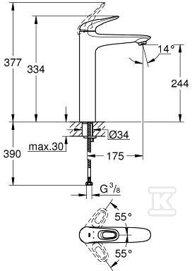 Eurostyle - free-standing single lever - 23570LS3