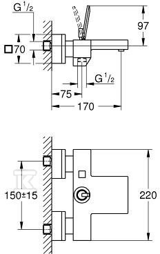 Bateria wannowa Grohe EuroCube Joy - 23666000