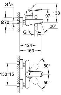 Bateria wannowa Grohe Eurosmart - 32831000