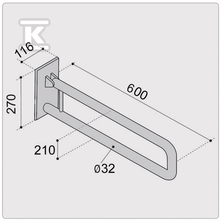 Balustrada basculanta ERGOPLUS, lungime - RN2160