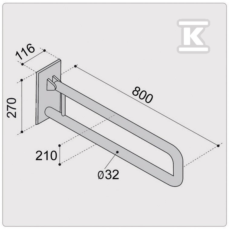 Ergoplus-Kipphandlauf, 80 cm, aus - RN2180