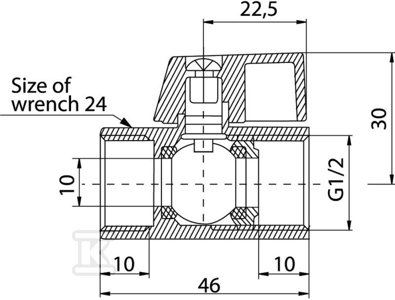 MINI chrome ball valve (N-N version) - 1470000