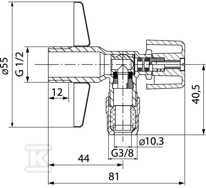 Zawór kątowy Eko Plus z nakrętką 3/8" - 1482660