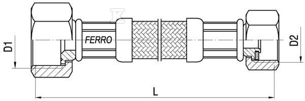 Steel braided hose L-80 cm 1/2" x 3/8" - PWS86